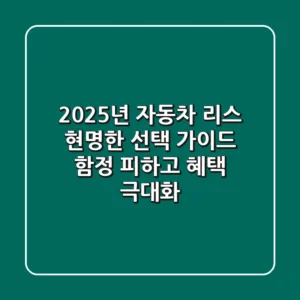 2025년 자동차 리스 현명한 선택 가이드: 함정 피하고 혜택 극대화