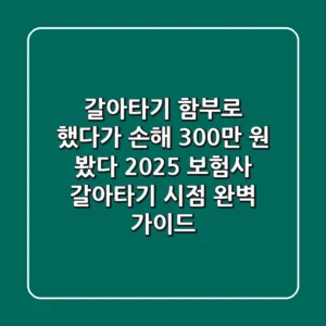 "갈아타기 함부로 했다가 '손해 300만 원' 봤다", 2025 보험사 갈아타기 시점 완벽 가이드