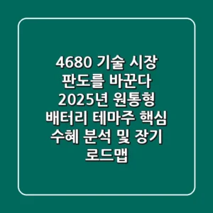 "4680 기술, 시장 판도를 바꾼다", 2025년 원통형 배터리 테마주 핵심 수혜 분석 및 장기 로드맵