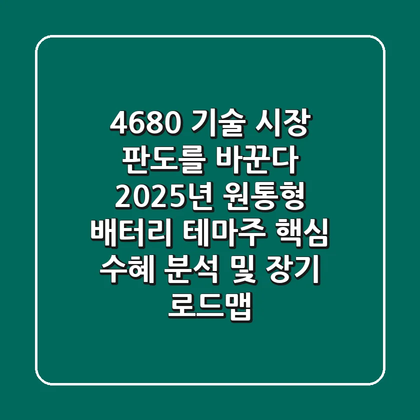 "4680 기술, 시장 판도를 바꾼다", 2025년 원통형 배터리 테마주 핵심 수혜 분석 및 장기 로드맵
