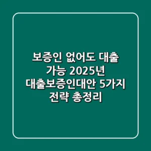 "보증인 없어도 대출 가능?", 2025년 대출보증인대안 5가지 전략 총정리