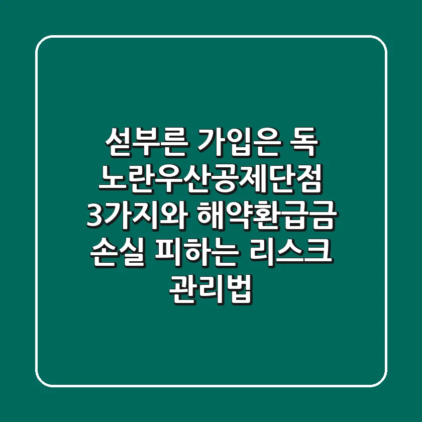 "섣부른 가입은 독", 노란우산공제단점 3가지와 해약환급금 손실 피하는 리스크 관리법