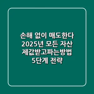 "손해 없이 매도한다", 2025년 모든 자산 '제값받고파는방법' 5단계 전략
