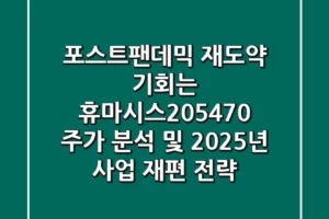 “포스트-팬데믹 재도약 기회는?”, 휴마시스(205470) 주가 분석 및 2025년 사업 재편 전략