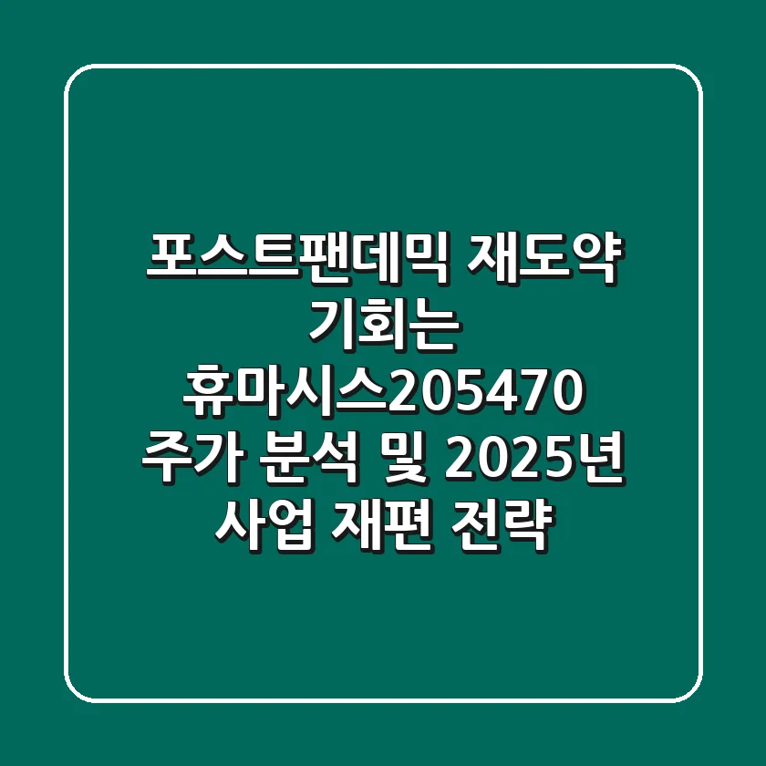 "포스트-팬데믹 재도약 기회는?", 휴마시스(205470) 주가 분석 및 2025년 사업 재편 전략