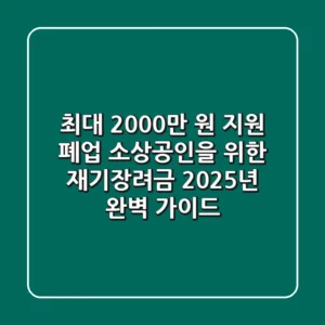 "최대 2,000만 원 지원?", 폐업 소상공인을 위한 재기장려금 2025년 완벽 가이드