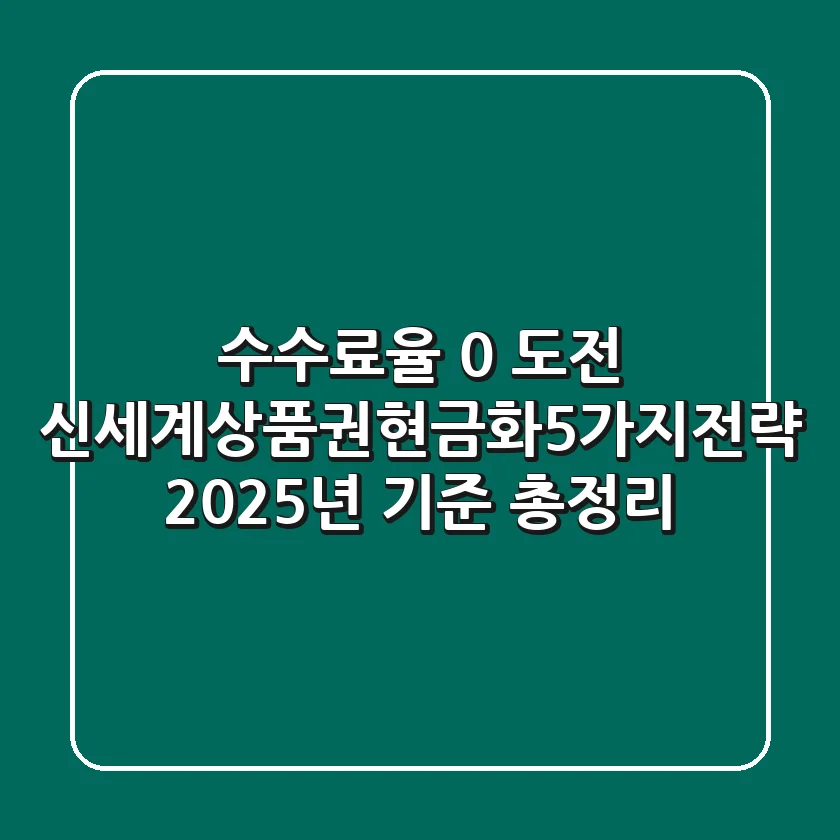 "수수료율 0% 도전", 신세계상품권현금화5가지전략 (2025년 기준) 총정리