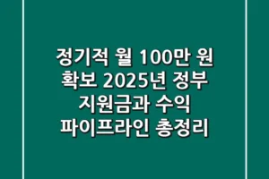“정기적 월 100만 원 확보”, 2025년 정부 지원금과 수익 파이프라인 총정리