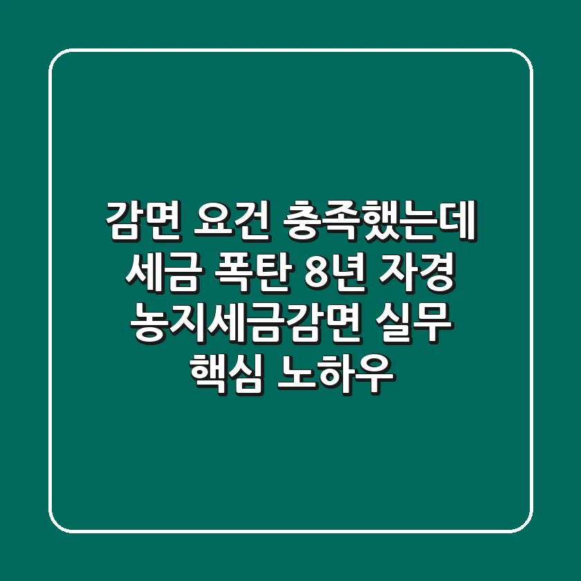 "감면 요건 충족했는데 세금 폭탄?", 8년 자경 농지세금감면 실무 핵심 노하우