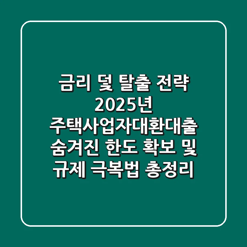 "금리 덫 탈출 전략", 2025년 주택사업자대환대출, 숨겨진 한도 확보 및 규제 극복법 총정리