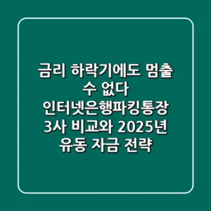 "금리 하락기에도 멈출 수 없다", 인터넷은행파킹통장 3사 비교와 2025년 유동 자금 전략