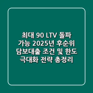 "최대 90% LTV 돌파 가능?", 2025년 후순위 담보대출 조건 및 한도 극대화 전략 총정리