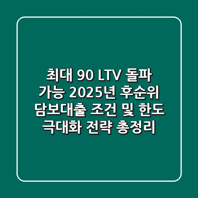 "최대 90% LTV 돌파 가능?", 2025년 후순위 담보대출 조건 및 한도 극대화 전략 총정리
