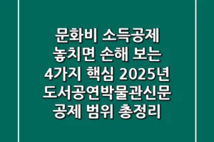 문화비 소득공제, 놓치면 손해 보는 4가지 핵심: 2025년 도서공연박물관신문 공제 범위 총정리