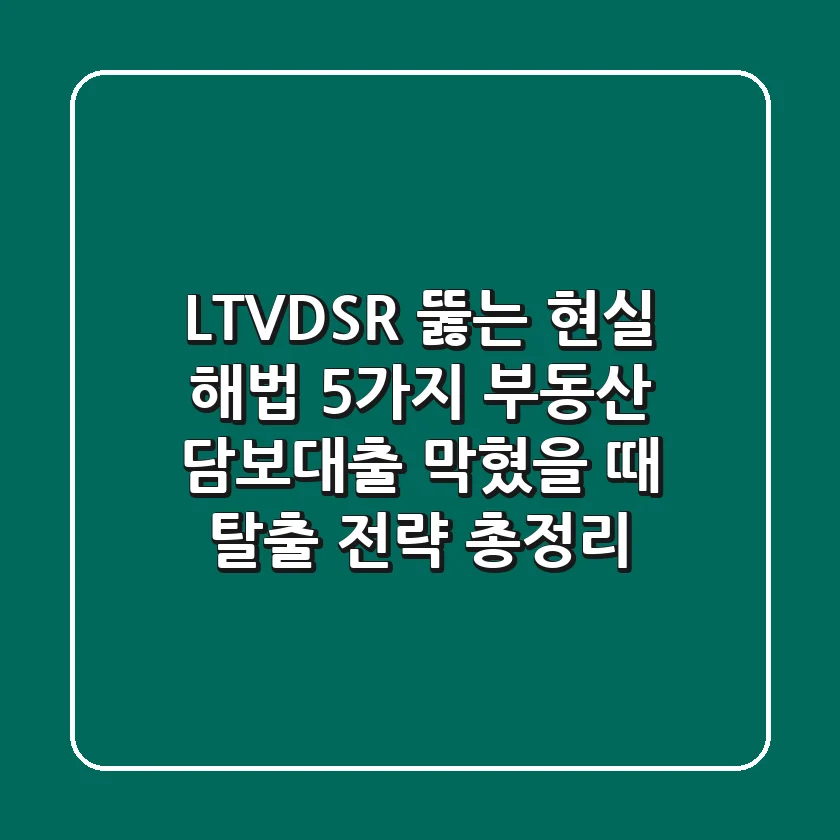 "LTV·DSR 뚫는 현실 해법 5가지", 부동산 담보대출 막혔을 때 탈출 전략 총정리