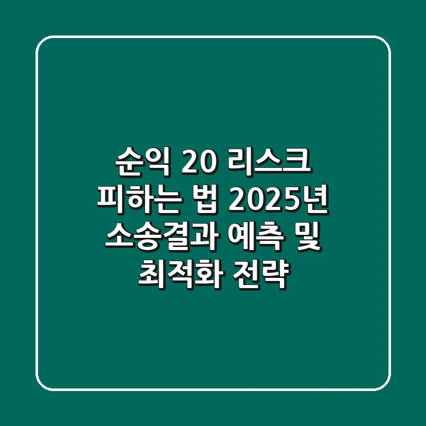 "순익 20% 리스크 피하는 법", 2025년 소송결과 예측 및 최적화 전략
