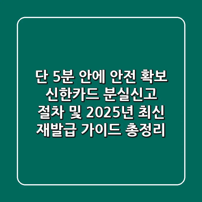 "단 5분 안에 안전 확보", 신한카드 분실신고 절차 및 2025년 최신 재발급 가이드 총정리