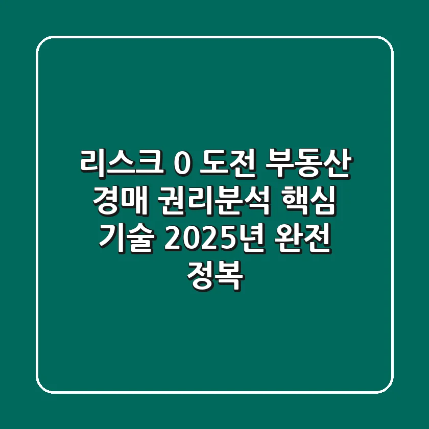 "리스크 0% 도전?", 부동산 경매 권리분석 핵심 기술 2025년 완전 정복