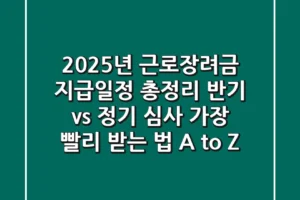2025년 근로장려금 지급일정 총정리: 반기 vs 정기 심사, **가장 빨리 받는 법** A to Z