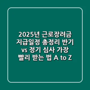 2025년 근로장려금 지급일정 총정리: 반기 vs 정기 심사, **가장 빨리 받는 법** A to Z