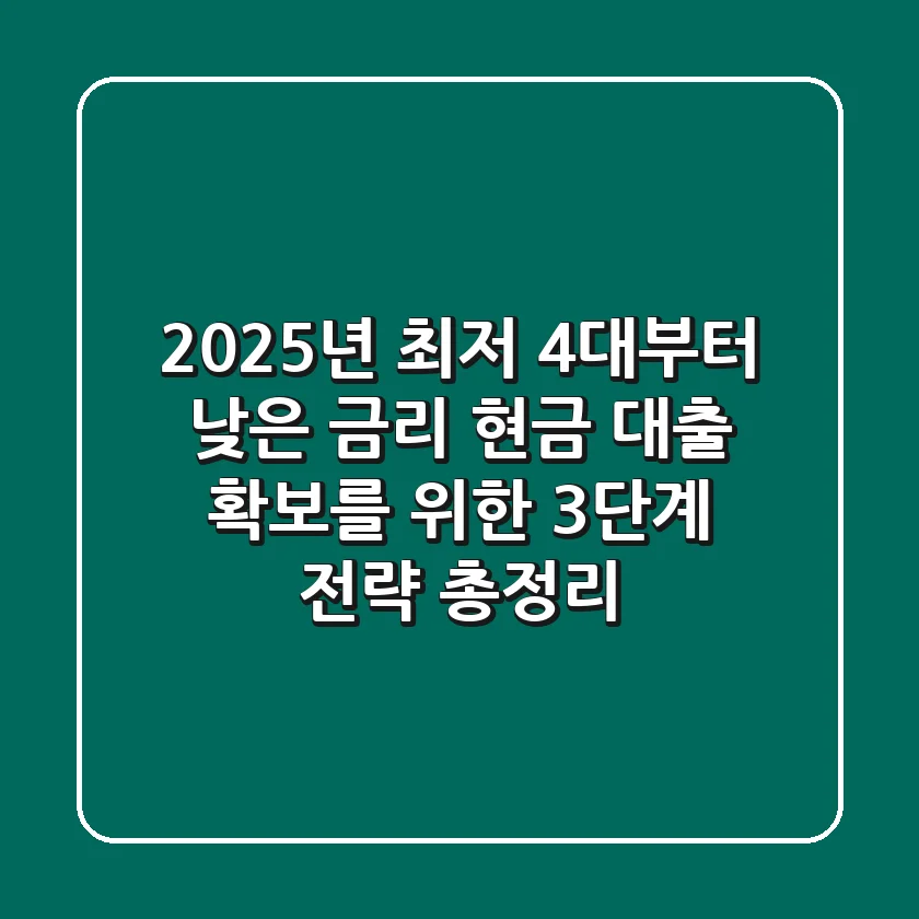 "2025년 최저 4%대부터", 낮은 금리 현금 대출 확보를 위한 3단계 전략 총정리