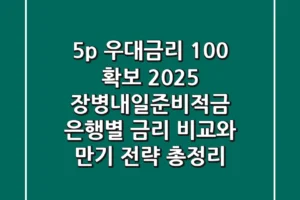 “5%p 우대금리 100% 확보”, 2025 장병내일준비적금 은행별 금리 비교와 만기 전략 총정리