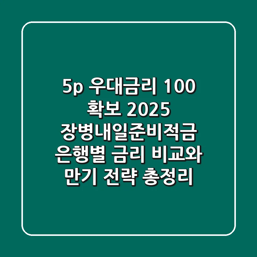 "5%p 우대금리 100% 확보", 2025 장병내일준비적금 은행별 금리 비교와 만기 전략 총정리