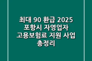 “최대 90% 환급?”, 2025 포항시 자영업자 고용보험료 지원 사업 총정리