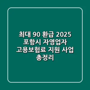 "최대 90% 환급?", 2025 포항시 자영업자 고용보험료 지원 사업 총정리