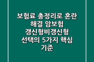 “보험료 총정리”로 혼란 해결, 암보험 갱신형·비갱신형 선택의 5가지 핵심 기준