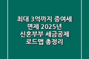 “최대 3억까지 증여세 면제?”, 2025년 신혼부부 세금공제 로드맵 총정리