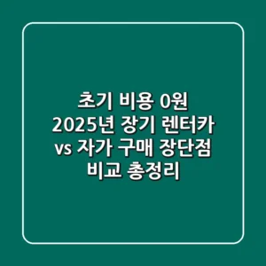 "초기 비용 0원?", 2025년 장기 렌터카 vs 자가 구매 장단점 비교 총정리