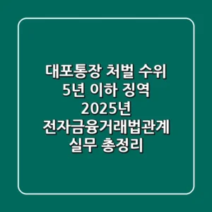 "대포통장 처벌 수위 5년 이하 징역", 2025년 전자금융거래법관계 실무 총정리