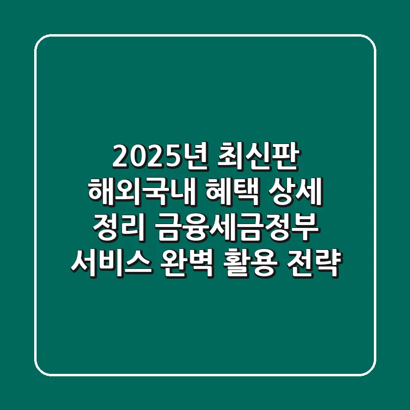 "2025년 최신판", 해외-국내 혜택 상세 정리: 금융·세금·정부 서비스 완벽 활용 전략