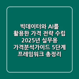 "빅데이터와 AI를 활용한 가격 전략 수립", 2025년 실무용 가격분석가이드 5단계 프레임워크 총정리!