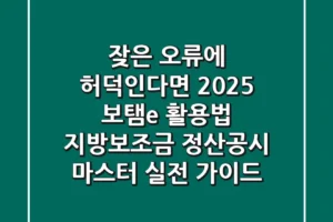 “잦은 오류에 허덕인다면?”, 2025 보탬e 활용법: 지방보조금 정산·공시 마스터 실전 가이드