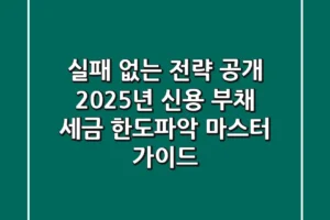 “실패 없는 전략 공개”, 2025년 신용, 부채, 세금 한도파악 마스터 가이드
