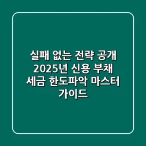 "실패 없는 전략 공개", 2025년 신용, 부채, 세금 한도파악 마스터 가이드