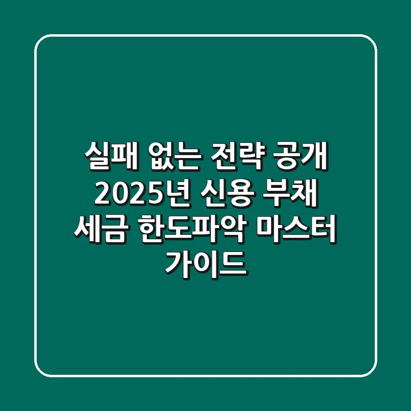 "실패 없는 전략 공개", 2025년 신용, 부채, 세금 한도파악 마스터 가이드