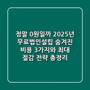 "정말 0원일까?" 2025년 무료법인설립, 숨겨진 비용 3가지와 최대 절감 전략 총정리