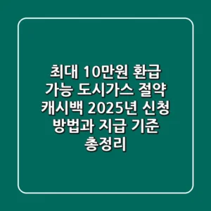 "최대 10만원 환급 가능", 도시가스 절약 캐시백 2025년 신청 방법과 지급 기준 총정리