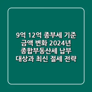 "9억? 12억?", 종부세 기준 금액 변화, 2024년 종합부동산세 납부 대상과 최신 절세 전략