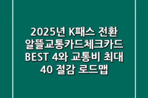 “2025년 K-패스 전환, 알뜰교통카드체크카드 BEST 4와 교통비 최대 40% 절감 로드맵”