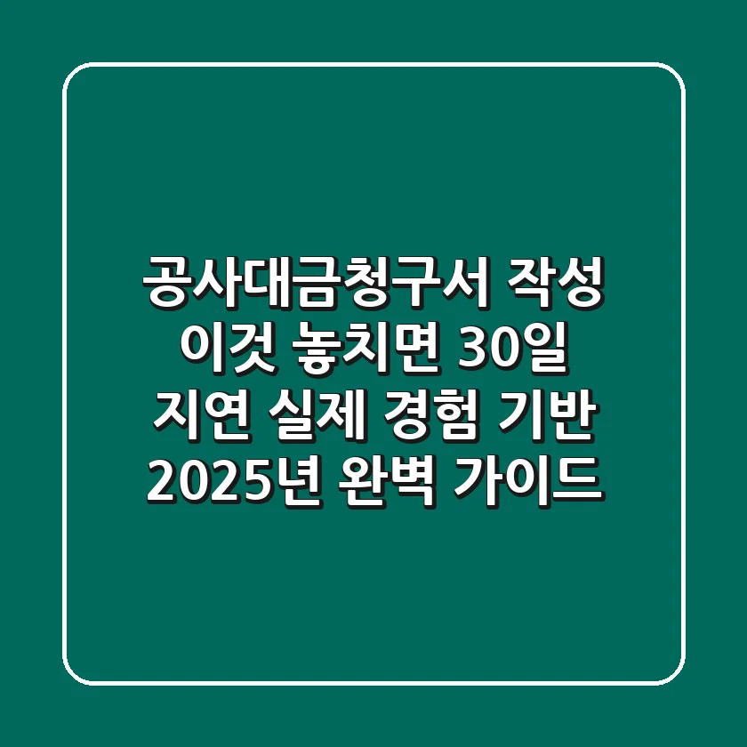 "공사대금청구서 작성, 이것 놓치면 30일 지연" 실제 경험 기반 2025년 완벽 가이드