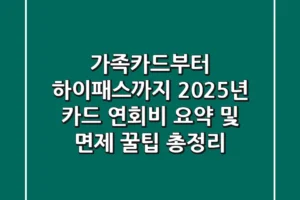 “가족카드부터 하이패스까지”, 2025년 카드 연회비 요약 및 면제 꿀팁 총정리