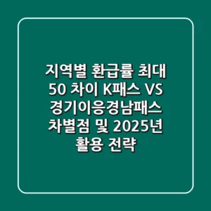 "지역별 환급률 최대 50% 차이", K-패스 VS 경기·이응·경남패스 차별점 및 2025년 활용 전략