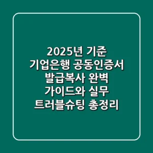 "2025년 기준", 기업은행 공동인증서 발급·복사 완벽 가이드와 실무 트러블슈팅 총정리