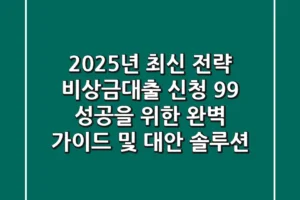 “2025년 최신 전략”, 비상금대출 신청 99% 성공을 위한 완벽 가이드 및 대안 솔루션
