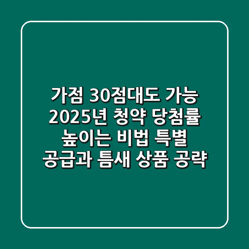 "가점 30점대도 가능", 2025년 청약 당첨률 높이는 비법: 특별 공급과 틈새 상품 공략