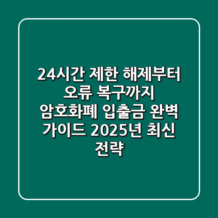 "24시간 제한 해제부터 오류 복구까지", 암호화폐 입출금 완벽 가이드 (2025년 최신 전략)